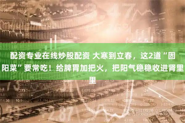 配资专业在线炒股配资 大寒到立春，这2道“固阳菜”要常吃！给脾胃加把火，把阳气稳稳收进肾里
